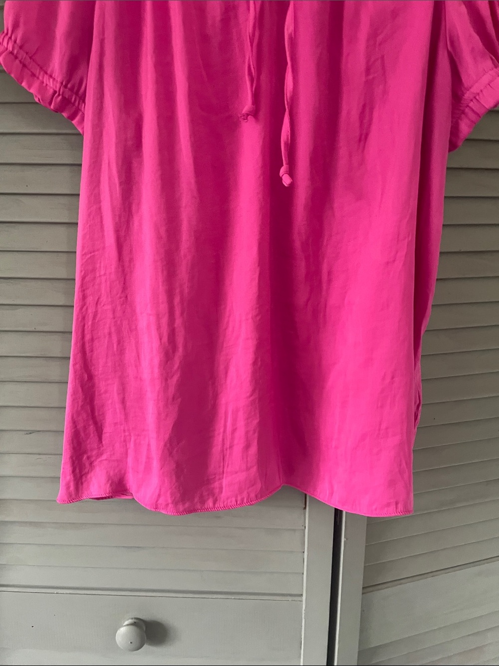 Catherine Malandrino Hot Pink Ruffled Tie-Neck Blouse - Picture 3 of 10